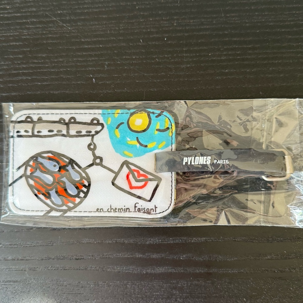 French Travel Luggage Tag with Bicycle and Airplane Design
